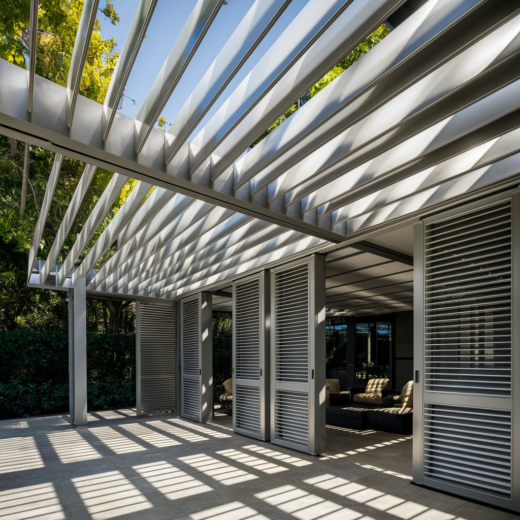 a covered patio with a pergola
