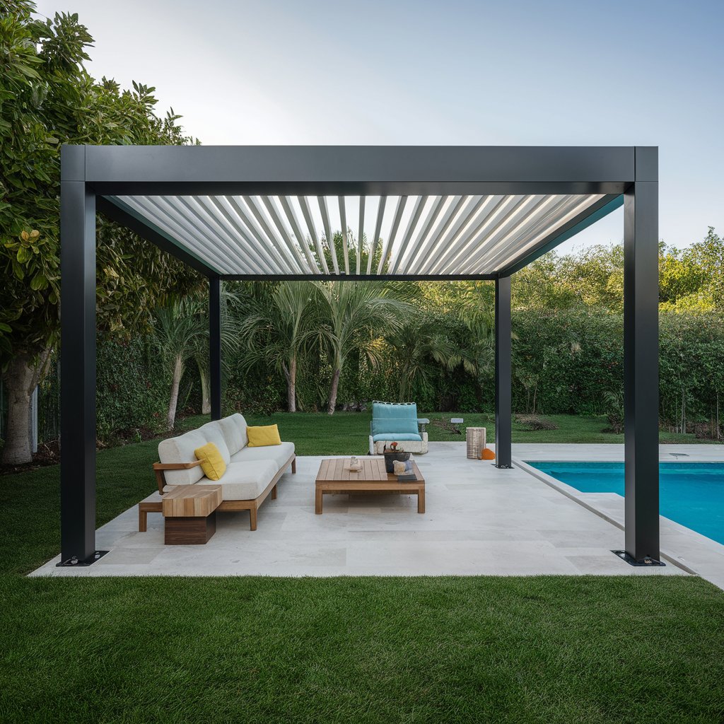 aluminum louvered pergola with retractable roofs
